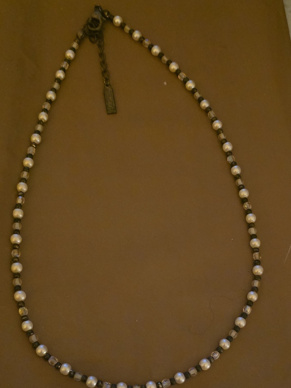 Napier Pearl and Gunmetal Bead Necklace
